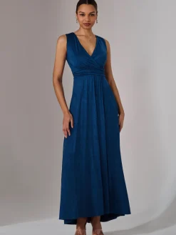 Ella Wrap Bodice Jersey Maxi Dress, Navy