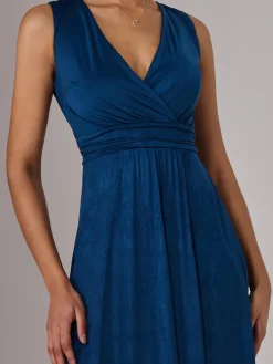 Ella Wrap Bodice Jersey Maxi Dress, Navy