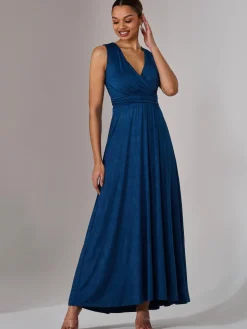 Ella Wrap Bodice Jersey Maxi Dress, Navy