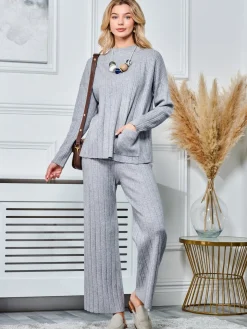 Mockneck Pocket Knit Jumper, Dove Heather