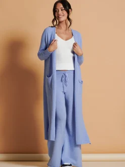 Soft Knit Longline Maxi Cardigan, Grapemist