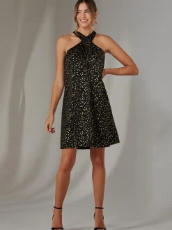 Twisted Halter Neck Mini Dress, Black