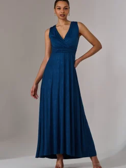 Wrapped Bodice Jersey Maxi Dress, Navy